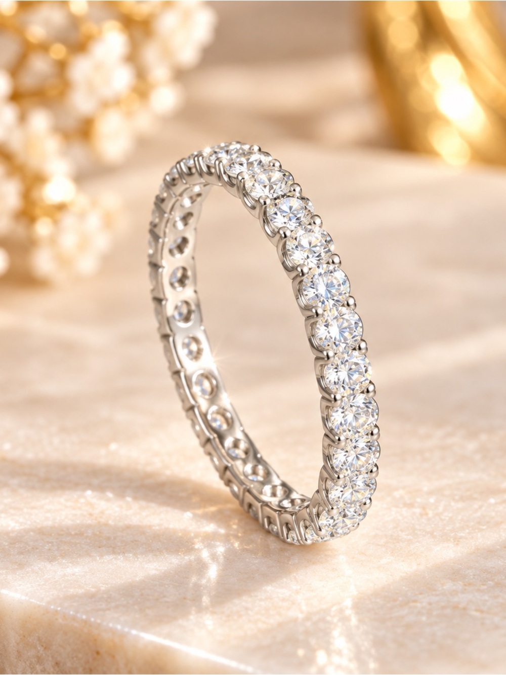 GRA CR7431 Moissanite Band Ring in Silver Size 7 NWT